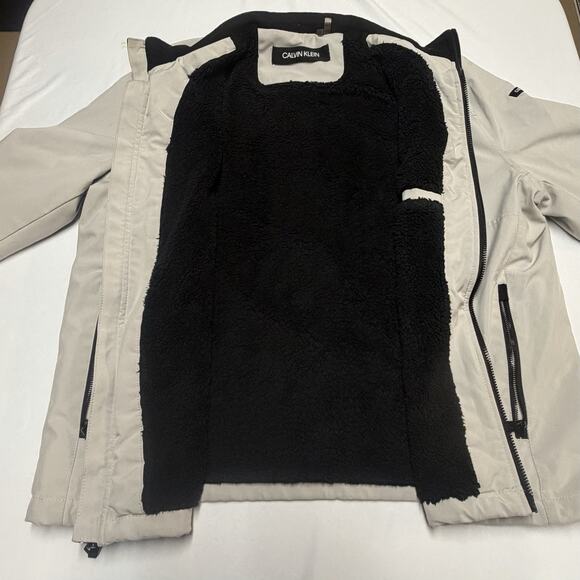 Calvin Klein Women's Ivory Zip Up Winter Jacket Size XL Sherpa Lined - Picture 5 of 16